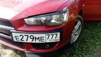 579 р. Реснички на фары Style  Mitsubishi Lancer  10 CY (2007-2017) седан дорестайлинг, хэтчбэк дорестайлинг, седан рестайлинг, хэтчбек 5 дв рестайлинг (Неокрашенные)  с доставкой в г. Майкоп. Увеличить фотографию 6