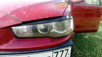 579 р. Реснички на фары Style  Mitsubishi Lancer  10 CY (2007-2017) седан дорестайлинг, хэтчбэк дорестайлинг, седан рестайлинг, хэтчбек 5 дв рестайлинг (Неокрашенные)  с доставкой в г. Майкоп. Увеличить фотографию 4