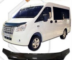 1 759 р. Дефлектор капота CA-Plastic ГАЗ ГАЗель Next A62,А65 автобус (2016-2025) (Шелкография карбон-серебро)  с доставкой в г. Майкоп. Увеличить фотографию 2