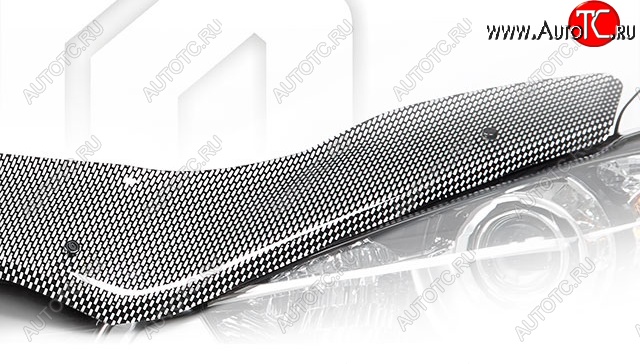1 759 р. Дефлектор капота CA-Plastic ГАЗ ГАЗель Next A62,А65 автобус (2016-2025) (Шелкография карбон-серебро)  с доставкой в г. Майкоп