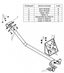 3 499 р. Фаркоп Лидер Плюс ГАЗ ГАЗель 3302 дорестайлинг шасси (1994-2002) (Без электропакета)  с доставкой в г. Майкоп. Увеличить фотографию 2