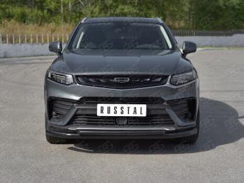 13 999 р. Защита переднего бампера (Ø57/Ø42) SLITKOFF  Geely Tugella  FY11,HPBA4 (2019-2025) дорестайлинг, рестайлинг (нержавейка с полимерным покрытием, черный)  с доставкой в г. Майкоп. Увеличить фотографию 4