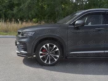 9 399 р. Защита переднего бампера (Ø57 мм) SLITKOFF  Geely Tugella  FY11,HPBA4 (2019-2025) дорестайлинг, рестайлинг (нержавейка с полимерным покрытием, черный)  с доставкой в г. Майкоп. Увеличить фотографию 2