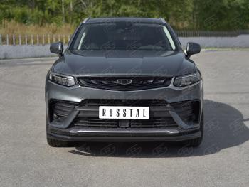 9 399 р. Защита переднего бампера (Ø57 мм) SLITKOFF  Geely Tugella  FY11,HPBA4 (2019-2025) дорестайлинг, рестайлинг (нержавейка с полимерным покрытием, черный)  с доставкой в г. Майкоп. Увеличить фотографию 4