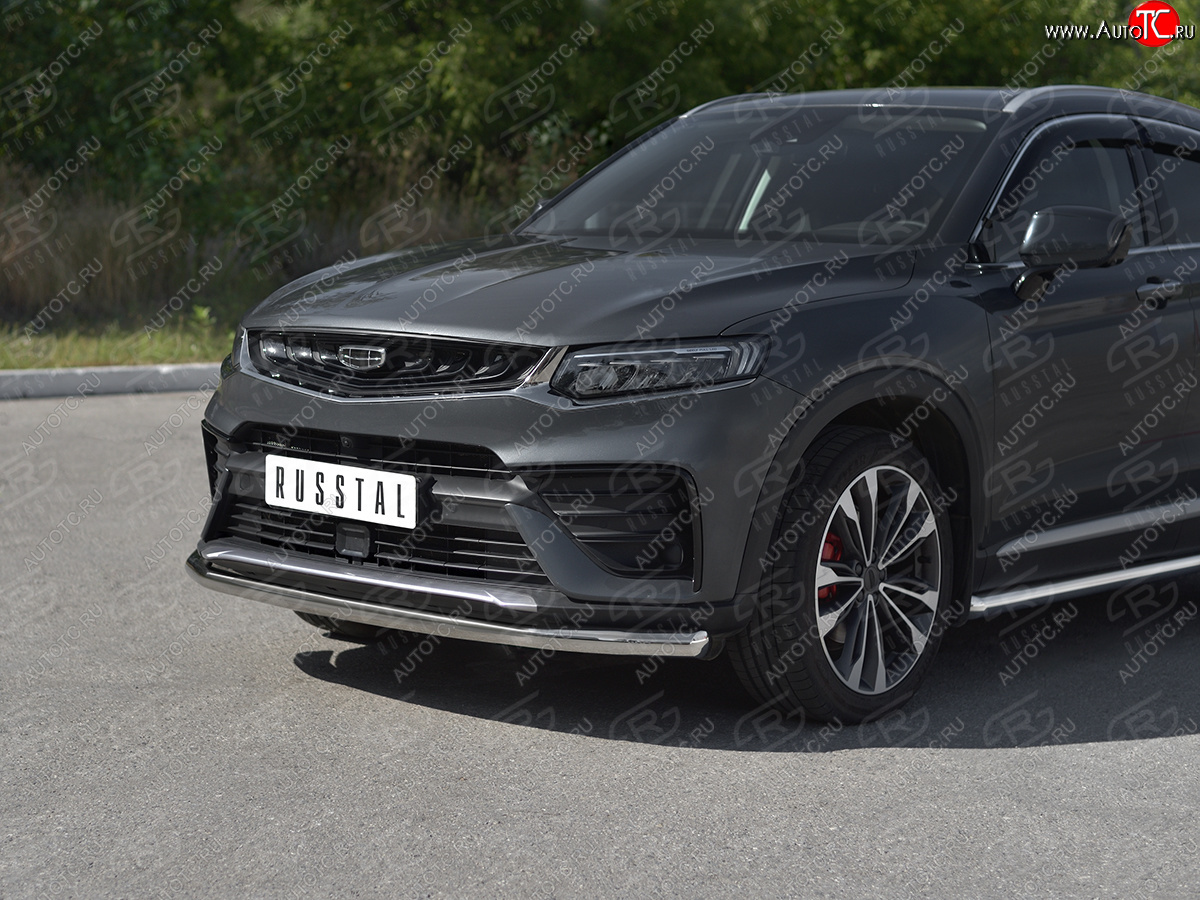 13 999 р. Защита переднего бампера (Ø63 мм, нержавейка) SLITKOFF  Geely Tugella  FY11,HPBA4 (2019-2025) дорестайлинг, рестайлинг  с доставкой в г. Майкоп