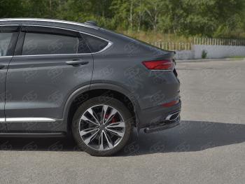 13 399 р. Защита заднего бампера (Ø57 мм) SLITKOFF  Geely Tugella  FY11,HPBA4 (2019-2025) дорестайлинг, рестайлинг (нержавейка полированная)  с доставкой в г. Майкоп. Увеличить фотографию 2