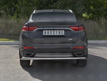 13 399 р. Защита заднего бампера (Ø57 мм) SLITKOFF  Geely Tugella  FY11,HPBA4 (2019-2025) дорестайлинг, рестайлинг (нержавейка полированная)  с доставкой в г. Майкоп. Увеличить фотографию 3