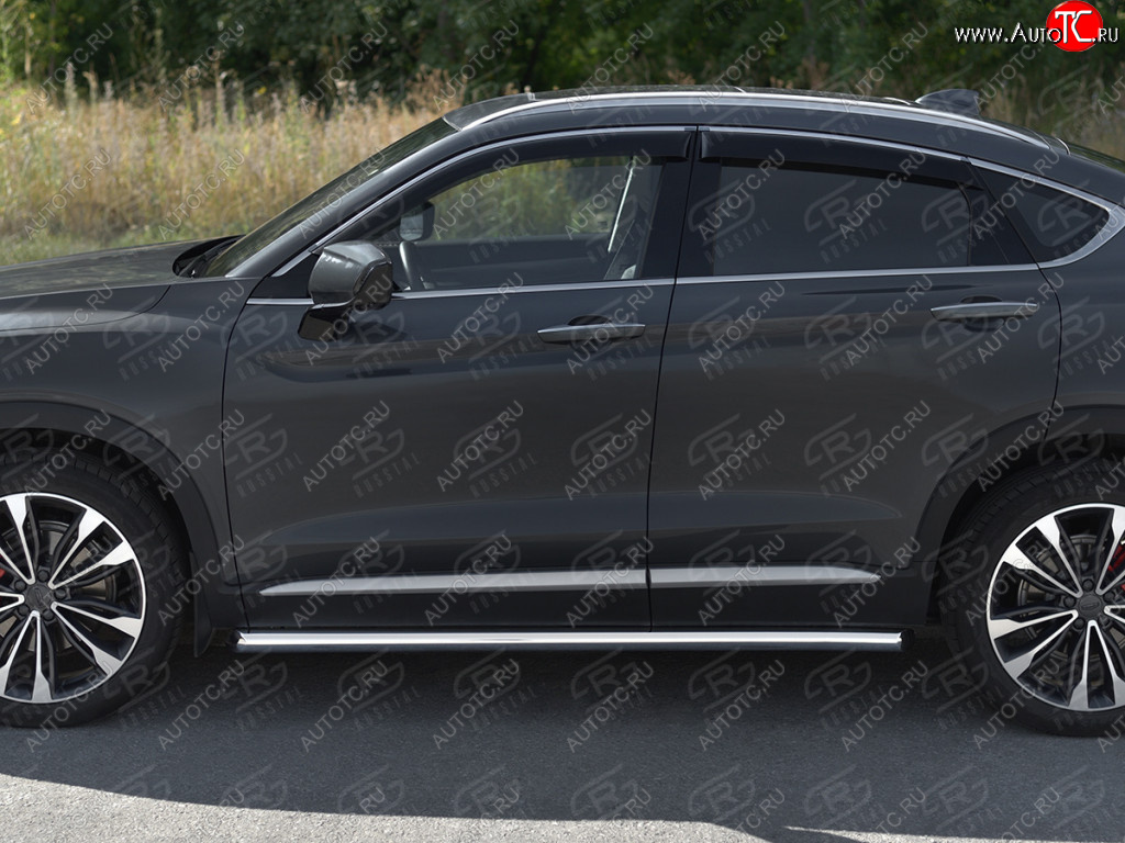 17 499 р. Защита порогов (труба, d63 мм) SLITKOFF  Geely Tugella  FY11,HPBA4 (2019-2025) дорестайлинг, рестайлинг (Торцы со срезом 45°)  с доставкой в г. Майкоп