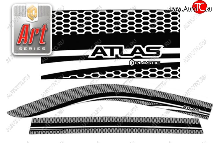 2 199 р. Дефлектора окон CA-Plastic  Geely Atlas  NL3 (2016-2022) (Серия Art белая, без хром. молдинга )  с доставкой в г. Майкоп