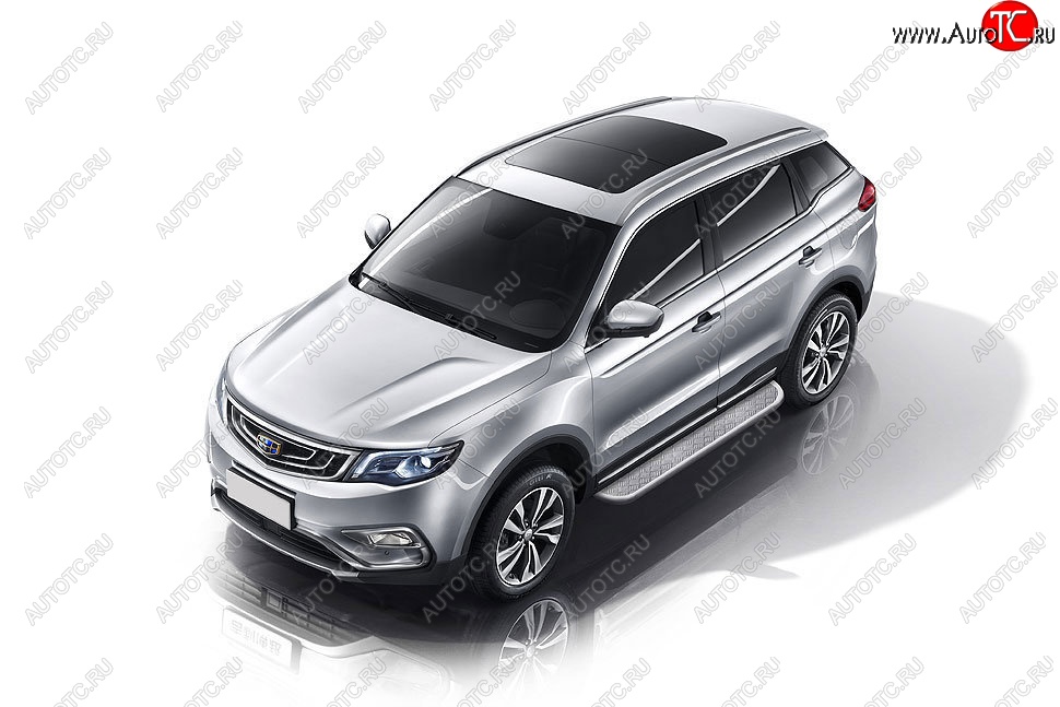 15 349 р. Защита порогов Slitkoff (d57, с листом) Geely Atlas Pro NL3 (2019-2025) (Нержавейка)  с доставкой в г. Майкоп