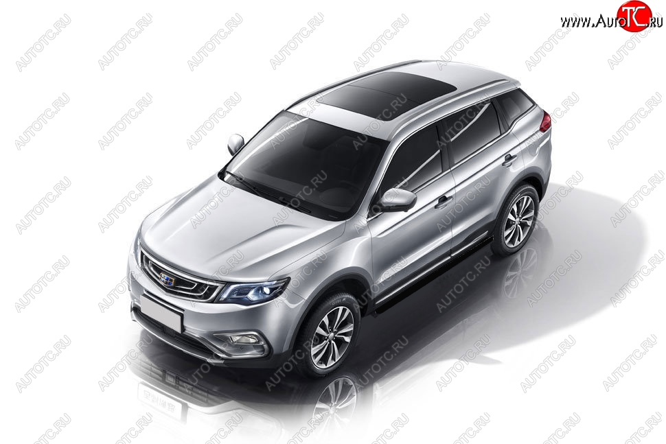 8 499 р. Защита порогов Slitkoff (d57 мм)  Geely Atlas  NL3 - Atlas Pro  NL3 (Сталь с полимерным покрытием. Цвет: чёрный)  с доставкой в г. Майкоп