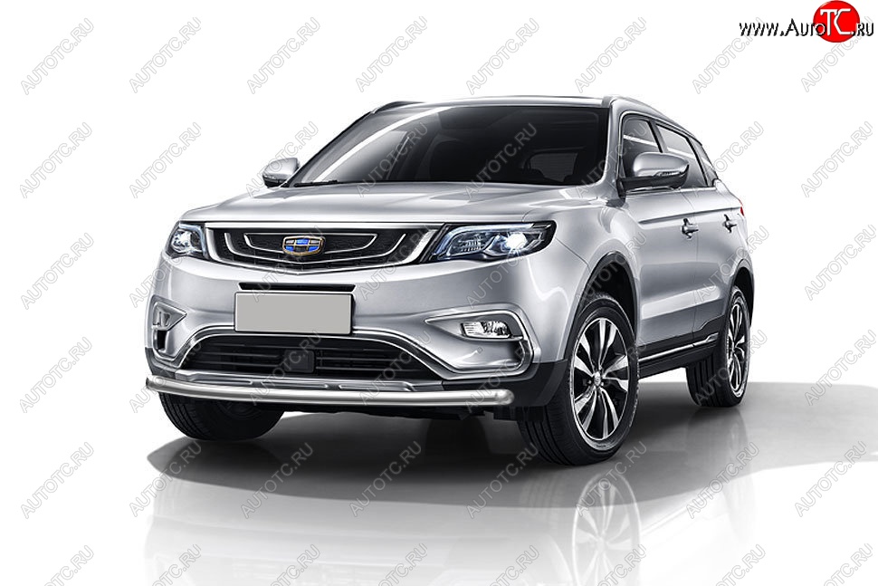 11 599 р. Защита переднего бампера Slitkoff (d57 мм)  Geely Atlas  NL3 (2016-2022) (Нержавейка, Полированная)  с доставкой в г. Майкоп