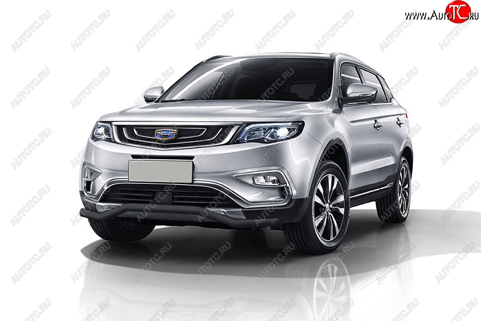 9 699 р. Защита переднего бампера Slitkoff (волна, d57 мм)  Geely Atlas  NL3 (2016-2022) (Сталь с полимерным покрытием. Цвет: чёрный)  с доставкой в г. Майкоп