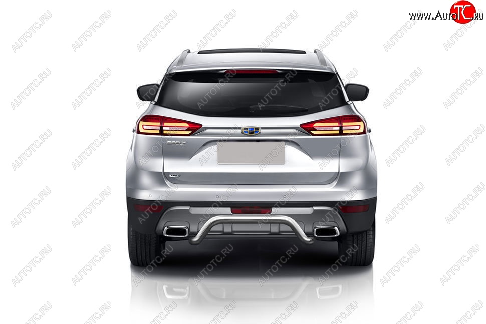 10 849 р. Защита заднего бампера Slitkoff (d57 мм)  Geely Atlas  NL3 (2016-2022) (Нержавейка, Полированная)  с доставкой в г. Майкоп