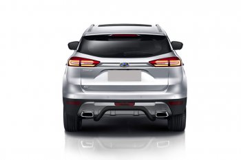 Защита заднего бампера Slitkoff (d57 мм) Geely Atlas  NL3 (2016-2022) (Сталь с полимерным покрытием. Цвет: чёрный)