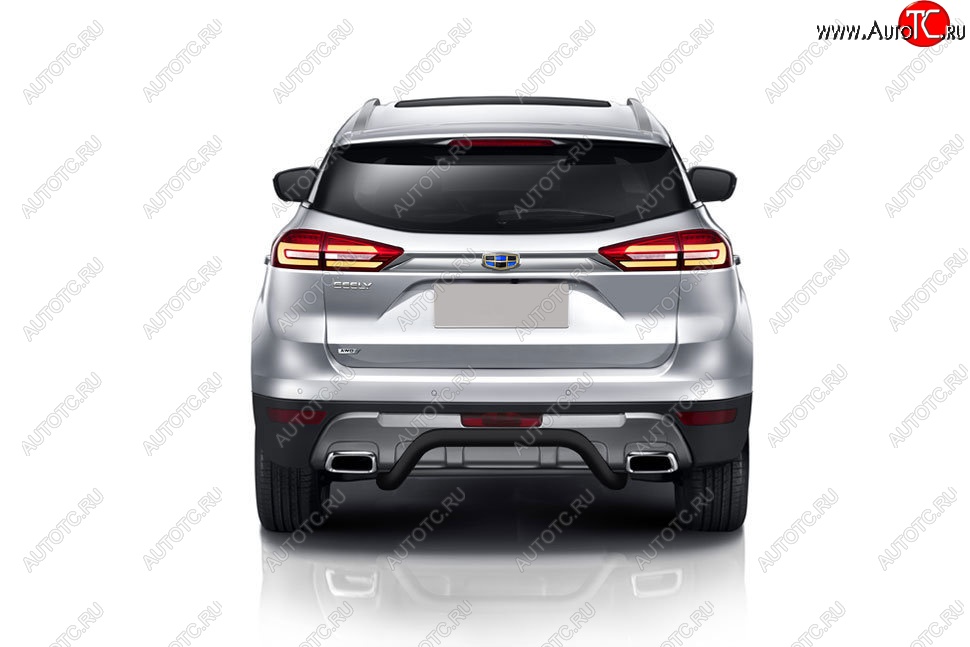7 599 р. Защита заднего бампера Slitkoff (d57 мм)  Geely Atlas  NL3 (2016-2022) (Сталь с полимерным покрытием. Цвет: чёрный)  с доставкой в г. Майкоп