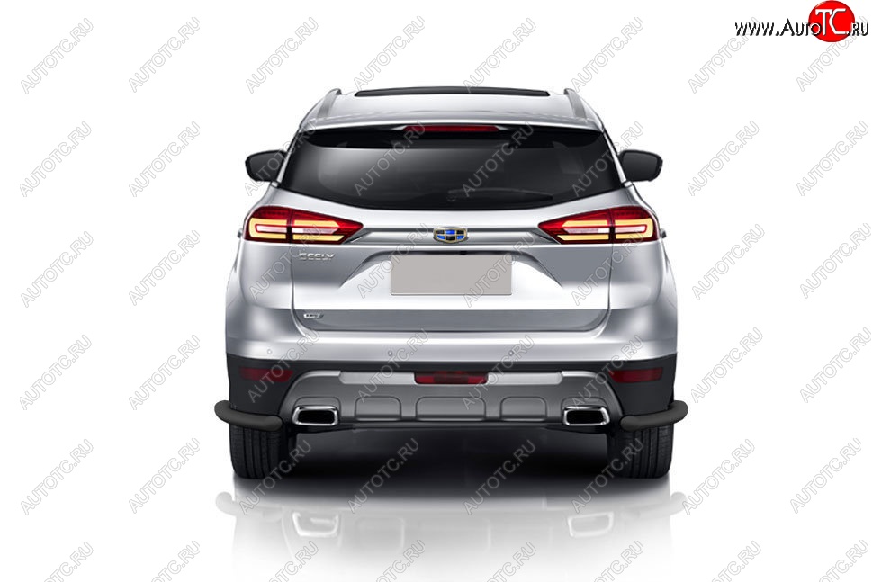 4 649 р. Защита заднего бампера Slitkoff (уголки, d57)  Geely Atlas  NL3 (2016-2022) (Сталь с полимерным покрытием. Цвет: чёрный)  с доставкой в г. Майкоп