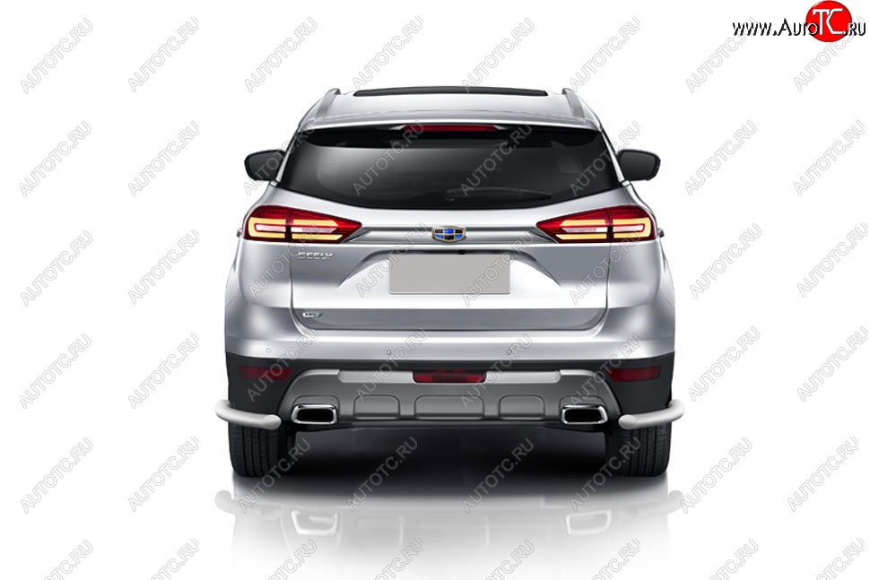4 649 р. Защита заднего бампера Slitkoff (уголки, d57)  Geely Atlas  NL3 (2016-2022) (Сталь с полимерным покрытием. Цвет: серебристый)  с доставкой в г. Майкоп