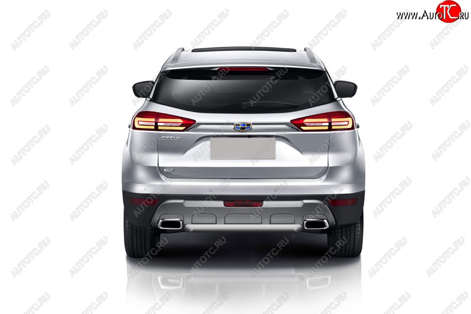4 649 р. Защита заднего бампера Slitkoff (короткая, d57)  Geely Atlas  NL3 (2016-2022) (Сталь с полимерным покрытием. Цвет: чёрный)  с доставкой в г. Майкоп