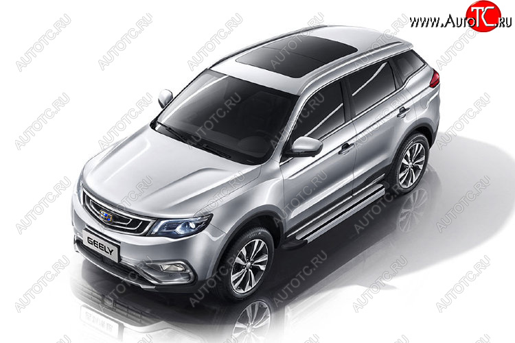 10 699 р. Пороги алюминиевые Slitkoff Geely Atlas Pro NL3 (2019-2025) (Luxe Silver)  с доставкой в г. Майкоп
