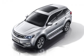 Пороги алюминиевые Slitkoff Geely Atlas  NL3 - Atlas Pro  NL3 (Standart Silver)