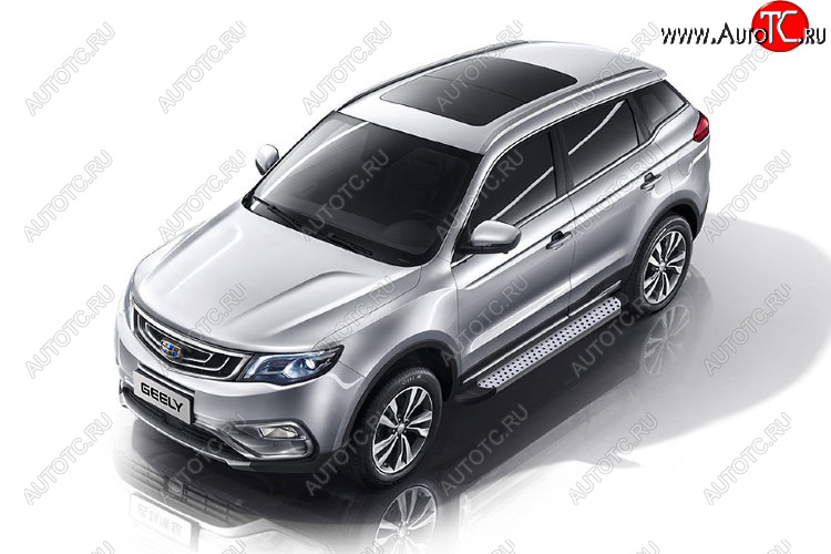 17 399 р. Пороги алюминиевые Slitkoff Geely Atlas Pro NL3 (2019-2025) (Standart Silver)  с доставкой в г. Майкоп