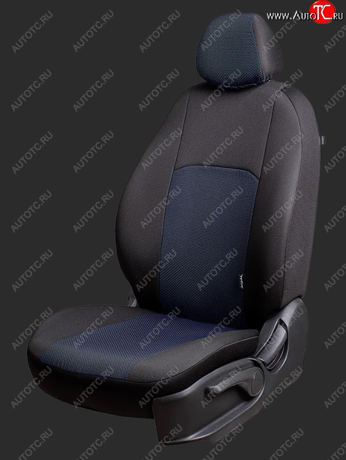7 499 р. Чехлы для сидений Lord Autofashion Дублин (жаккард, спинка 60/40+подлокотник+отдел. бок, 3 Г-образных подголовника)  Geely Emgrand EC7 (2009-2016) хэтчбек (Черный, вставка Ёж Синий)  с доставкой в г. Майкоп