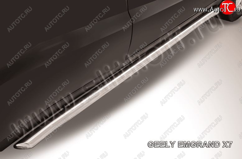 14 849 р. Защита порогов Slitkoff (с гибами, d57 мм)  Geely Emgrand X7 (2011-2015) дорестайлинг (Нержавейка, Полированная)  с доставкой в г. Майкоп