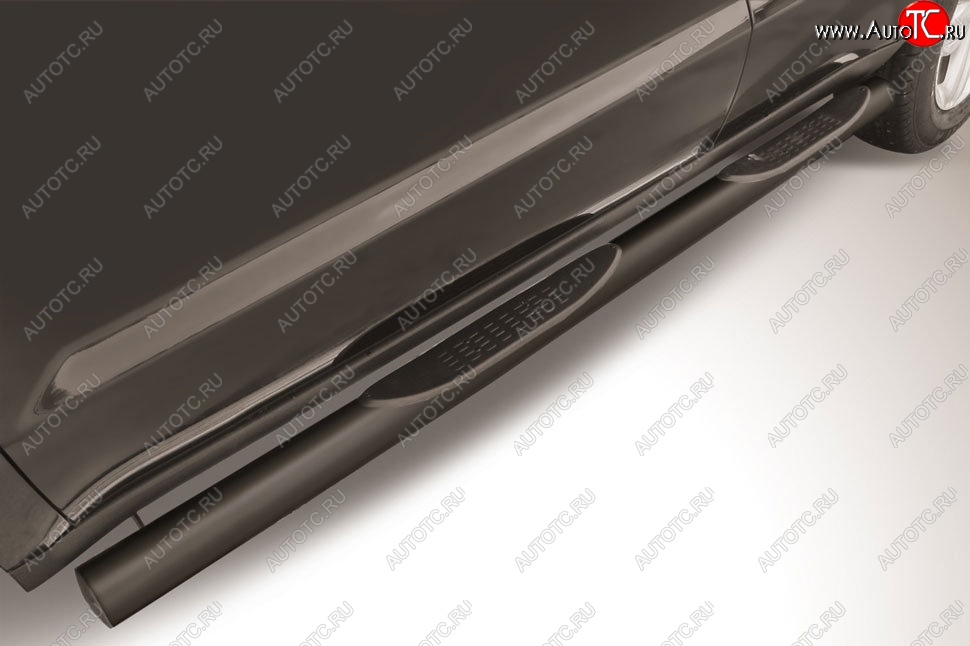 12 799 р. Защита порогов Slitkoff (d76, с проступями)  Geely Emgrand X7 (2011-2015) дорестайлинг (Сталь с полимерным покрытием. Цвет: чёрный)  с доставкой в г. Майкоп