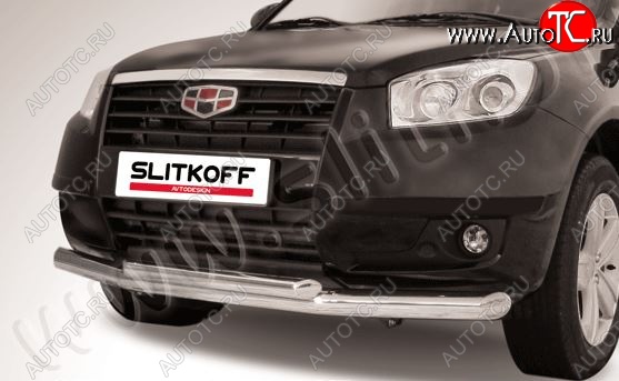 14 399 р. Защита переднего бампера Slitkoff (двойная, d76/57 мм)  Geely Emgrand X7 (2011-2015) дорестайлинг (Нержавейка, Полированная)  с доставкой в г. Майкоп