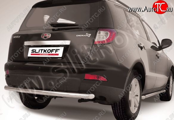 11 999 р. Защита заднего бампера Slitkoff (радиусная, d57 мм)  Geely Emgrand X7 (2011-2015) дорестайлинг (Нержавейка, Полированная)  с доставкой в г. Майкоп