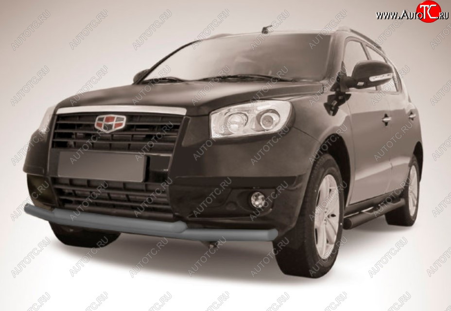 9 199 р. Защита переднего бампера Slitkoff (Ø 57+Ø 57).  Geely Emgrand X7 (2011-2015) дорестайлинг (Цвет: серебристый)  с доставкой в г. Майкоп