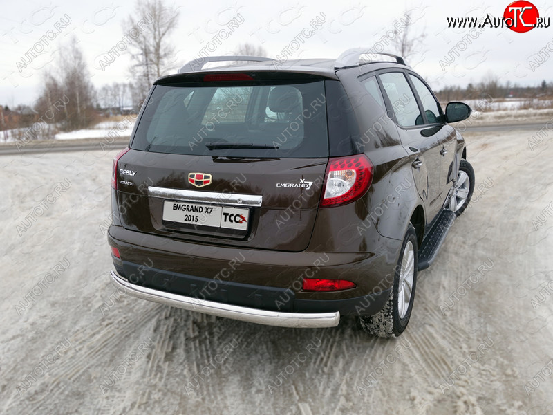 20 699 р. Защита заднего бампера (овальная) ТСС 75х42 мм Geely Emgrand X7 дорестайлинг (2011-2015)  с доставкой в г. Майкоп