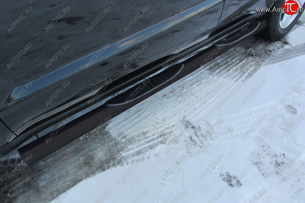 12 799 р. Защита порогов Slitkoff (d76, с проступями)  Geely Emgrand X7 (2015-2018) 1-ый рестайлинг (Сталь с полимерным покрытием. Цвет: чёрный)  с доставкой в г. Майкоп