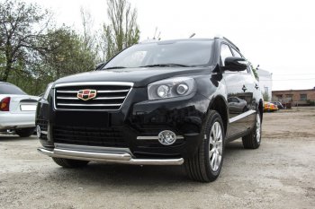 Защита переднего бампера Slitkoff (двойная, d57/57 мм) Geely Emgrand X7 (2015-2018) 1-ый рестайлинг