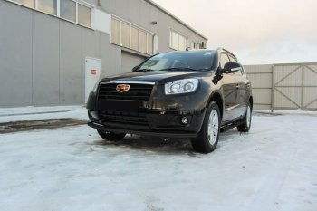 13 199 р. Защита переднего бампера Slitkoff (радиусная, d57 мм)  Geely Emgrand X7 (2015-2018) 1-ый рестайлинг (Нержавейка, Полированная)  с доставкой в г. Майкоп. Увеличить фотографию 2