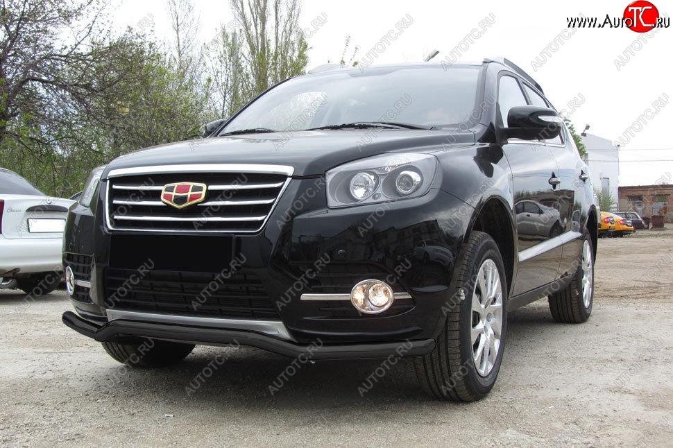 9 999 р. Защита переднего бампера Slitkoff (волна, d57)  Geely Emgrand X7 (2015-2018) 1-ый рестайлинг (Сталь с полимерным покрытием. Цвет: чёрный)  с доставкой в г. Майкоп