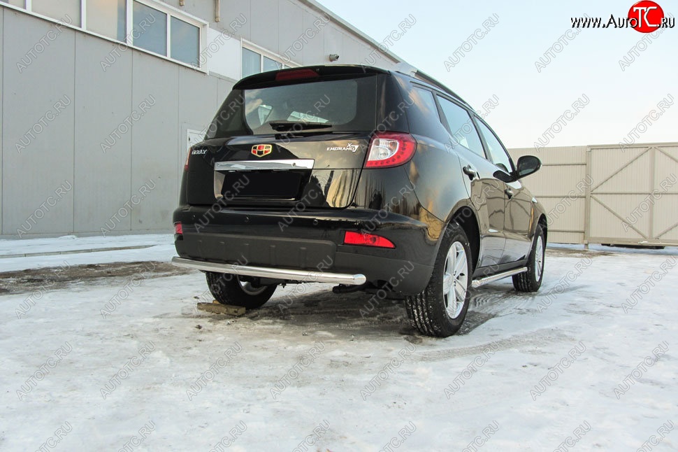 10 449 р. Защита заднего бампера Slitkoff (двойная радиусная, d57/42 мм)  Geely Emgrand X7 (2015-2018) 1-ый рестайлинг (Нержавейка, Полированная)  с доставкой в г. Майкоп