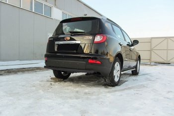 10 449 р. Защита заднего бампера Slitkoff (двойная радиусная, d57/42 мм)  Geely Emgrand X7 (2015-2018) 1-ый рестайлинг (Нержавейка, Полированная)  с доставкой в г. Майкоп. Увеличить фотографию 2