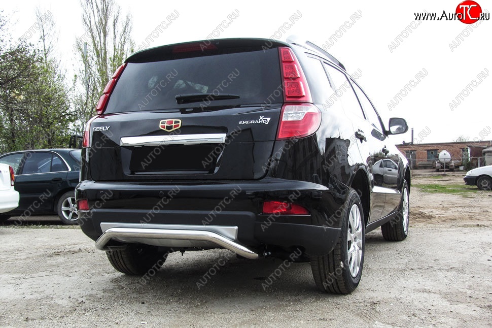11 549 р. Защита заднего бампера Slitkoff (скоба, d57 мм)  Geely Emgrand X7 (2015-2018) 1-ый рестайлинг (Нержавейка, Полированная)  с доставкой в г. Майкоп