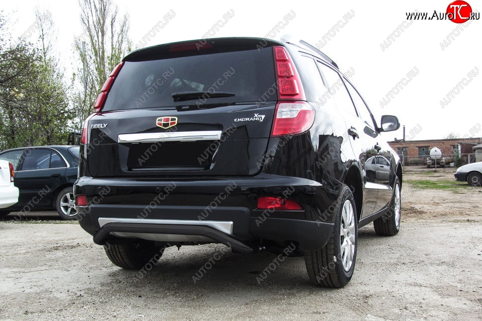 7 999 р. Защита заднего бампера Slitkoff (скоба, d57 мм)  Geely Emgrand X7 (2015-2018) 1-ый рестайлинг (Сталь с полимерным покрытием. Цвет: чёрный)  с доставкой в г. Майкоп
