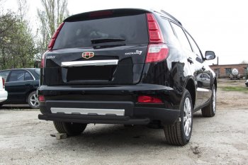 11 549 р. Защита заднего бампера Slitkoff (двойная радиусная, d57/42 мм)  Geely Emgrand X7 (2015-2018) 1-ый рестайлинг (Нержавейка, Полированная)  с доставкой в г. Майкоп. Увеличить фотографию 2