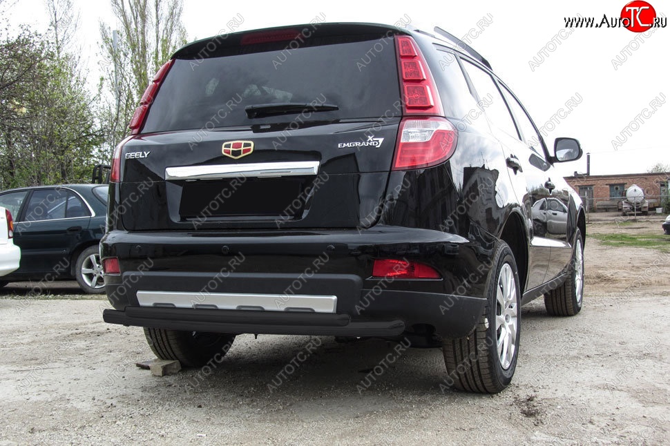 7 999 р. Защита заднего бампера Slitkoff (двойная радиусная, d57/42 мм)  Geely Emgrand X7 (2015-2018) 1-ый рестайлинг (Сталь с полимерным покрытием. Цвет: чёрный)  с доставкой в г. Майкоп
