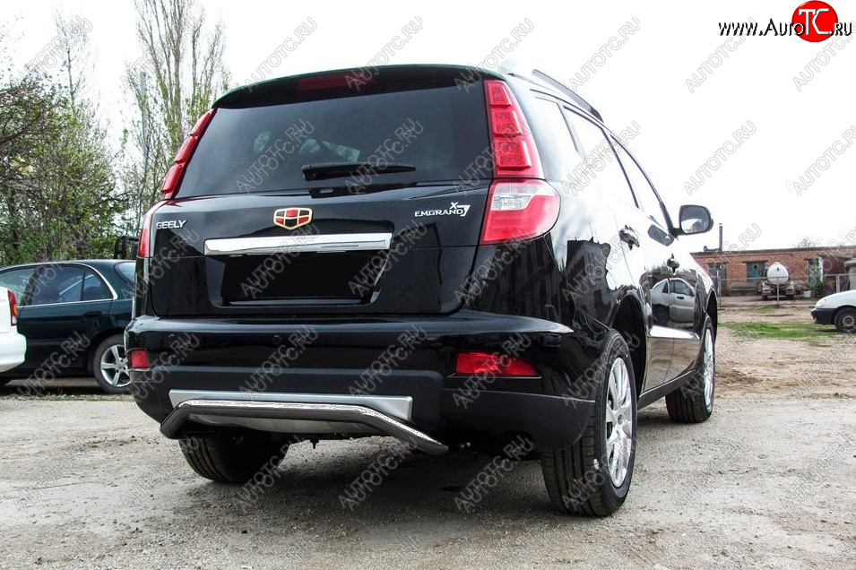 7 999 р. Защита заднего бампера Slitkoff (Ø 57 мм, скоба).  Geely Emgrand X7 (2015-2018) 1-ый рестайлинг (Цвет: серебристый)  с доставкой в г. Майкоп