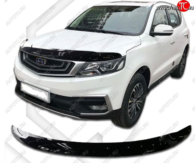 2 399 р. Дефлектор капота CA-Plastiс Geely Emgrand X7 2-ой рестайлинг (2019-2021) (Classic черный, Без надписи)  с доставкой в г. Майкоп