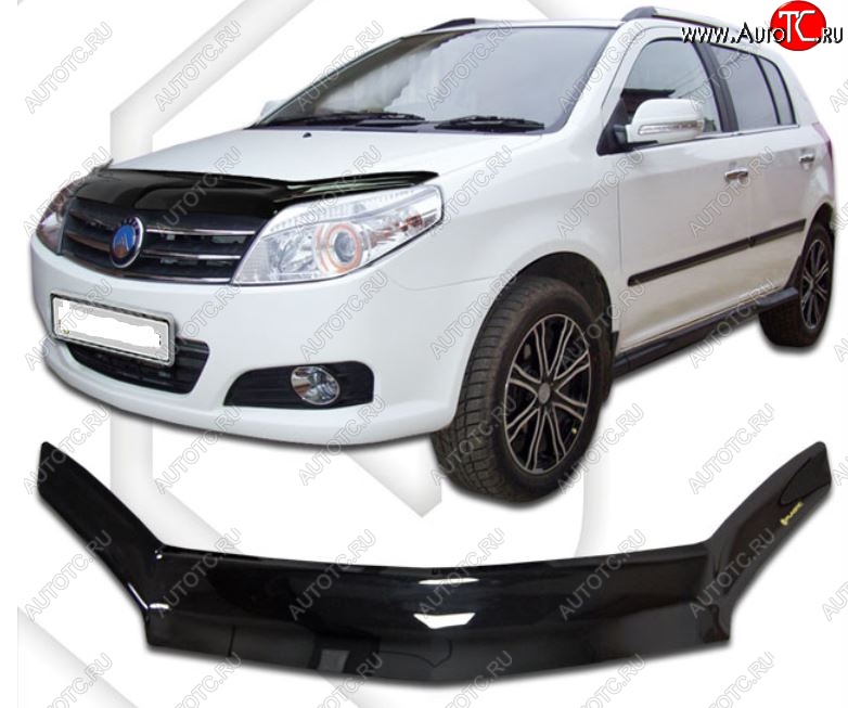 2 159 р. Дефлектор капота CA-Plastic Geely MK Cross (2011-2016) (Classic черный, Без надписи)  с доставкой в г. Майкоп