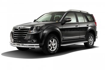 Порожки для ног из трубы Ø51 с алюминиевой площадкой Petroil Tuning Great Wall Hover H3  рестайлинг (2014-2016) (Нержавейка)