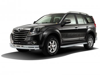 12 129 р. Порожки для ног из трубы Ø51 с алюминиевой площадкой Petroil Tuning Great Wall Hover H3  рестайлинг (2014-2016) (Черный (Шагрень))  с доставкой в г. Майкоп. Увеличить фотографию 2