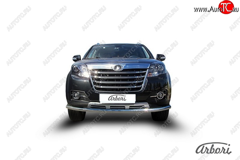 15 299 р. Защита переднего бампера Arbori (нержавейка, 1 труба d57 mm). Great Wall Hover H3  рестайлинг (2014-2016)  с доставкой в г. Майкоп