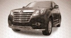 Двойная защита переднего бампера из двух труб диаметром 57 и 42 мм Slitkoff Great Wall Hover H3 (2014-2016)  рестайлинг